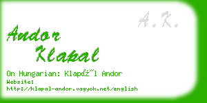 andor klapal business card